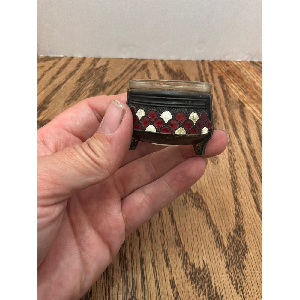 Vintage Unisex‎ Unbranded Enamel Salt Cellar OS Red Black